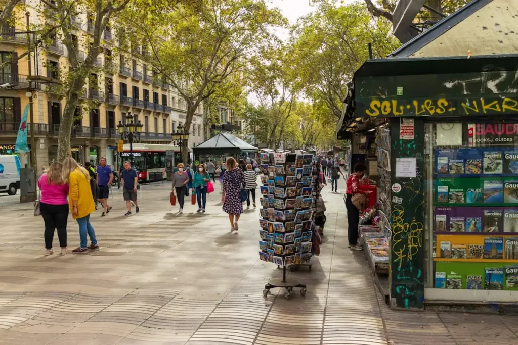 Traveler wearing secure anti-theft crossbody bag walking through European city plaza